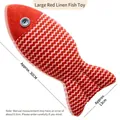 Extra großes 30cm Katzenminze-Fischspielzeug aus rotem Leinen mit Wellenmuster - Groß 30cm / Weinrot
