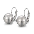 Boucles d'oreilles boules minimalistes en acier inoxydable argenté poli avec crochets - 12mm / Couleur Acier