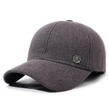 Men's dark grey corduroy baseball cap with thick fabric and sport metal emblem - Adjustable / Gray