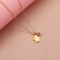 Collar de ángel de acero de titanio dorado con colgante de piedra rosa brillante - Dorado