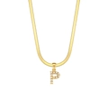 18K gold plated flat snake chain necklace with letter P pearl pendant for women - Style P