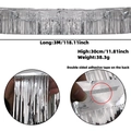 Silver metallic foil fringe banner for party decoration with adhesive tape backing, 3m long - Extended Version / Bright Silver