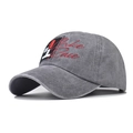 Cappellino baseball grigio lavato con ricamo rosso Bike Race e toppa numero uno - Regolabile / Grigio