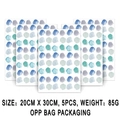 Boho Aquarell-Punkt Wandtattoo in Blau und Violett, 5er Set PVC Dekorationsaufkleber - Blau & Lila Aquarell Punkte (Stil C)