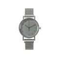 Minimalist silver quartz watch with a stainless steel mesh band and Arabic numeral dial - Silver