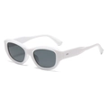 Retro cat-eye sunglasses with thick white frames and dark grey lenses for a vintage look - White Frame Gray Lens