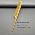 Detail view of yellow AH-02 tail comb with integrated scale and precise teeth - AH-02