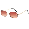 Retro rimless rectangular sunglasses with orange gradient lenses and gold metal temples - Gold Frame Gradient Tea Lens