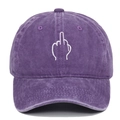 Cappellino da baseball viola in cotone lavato con ricamo bianco in stile street hip-hop - Viola