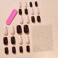 Burgundy and gold French press-on nail kit with 24 pieces and manicure tools - French Burgundy Gold Edge Style (XA-24-20)