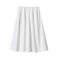 Elegant high-waisted white pleated A-line midi skirt in premium linen blend fabric - S / White Skirt