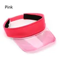 Pink sun visor hat for women featuring pink knitted band and translucent plastic brim - Pink