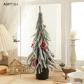 Mini 36cm snow-flocked Christmas tree with red berries and pinecones in black pot - 36CM Style D (Flocked Red Berries Black Pot Base)