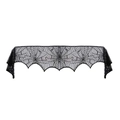 Black lace table runner with spider web design and scalloped edges for Halloween - Halloween Fireplace Scarf 46*244cm
