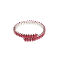Wrap-around flexible bracelet with marquise-cut deep red gemstones in silver finish - Platinum Plated Bracelet / Rose Red / Silver