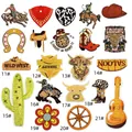 Detailed view of 21 pieces western cowboy embroidered patches including boots and cactus - Western Theme Set 21PCS