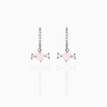 Orecchino a cerchio con pendente a caramella rosa e pietre di zircone - Forma di Caramella (EH00716) / Bianco K/Argento