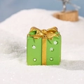 Miniature green Christmas gift box figurine with gold bow for DIY moss micro landscape - Green Gift Box