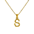 18k gold plated stainless steel necklace with bamboo texture letter S pendant - Letter S(S)