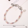 26cm Candy colored acrylic beaded hand chain for bags and phones with silver heart-shaped clasps - Pink Multi (K3705)