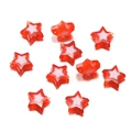 Macro detail of red and white two-tone star acrylic beads for DIY jewelry making - Orange Red