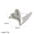 Polished silver heart ring detail showing 33mm length and 23mm width dimensions - Silver Large Heart Style (TR4294-S)