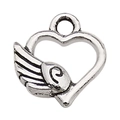 Silberner Herzanhänger mit Flügeln und Öse für DIY-Schmuckherstellung und Ketten - Herz mit Flügeln 10x11mm