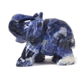 Naturstein Elefant Figur in Blau und Weiß marmoriert als Deko Skulptur - Blauer Sodalith