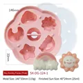 Pink silicone baby food mold with sun, moon, and cloud shapes including a lid - Sky Smile / Pink