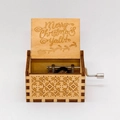 Hand-cranked wooden music box with Merry Christmas engraving and visible mechanism - Christmas 29/Wood Color/Merry Christmas y'all Engraved