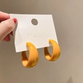 Pendientes de aro retro en forma de C de resina naranja brillante con postes de plata - Forma C Amarillo Jengibre (5#银针-银针-姜黄色)