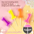 Creative number 1 birthday candle in multi-color gradient finish with holder - New Colorful Number 1 / Multicolor Random