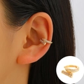 Golden nail-shaped ear cuff with sparkling zircon inlay for non-pierced ears - Mid KC Gold - Nail Element Design (8552)