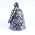 Ciondolo campanello da moto Route 66 in acciaio inossidabile con finitura argento antico - Argento Retrò (Pendaglio + Portachiavi)
