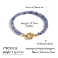 Detail of beaded bracelet with 4.6mm blue natural stone and 17.5cm stainless steel chain - Blue Lapis (YYB025138)
