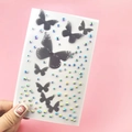Face and nail sticker variant featuring elegant black butterflies and colorful rhinestones - Black Butterfly Rhinestones (BJA-609)