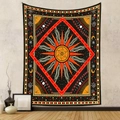 Bohemian tarot tapestry featuring sun, moon and zodiac symbols for mystical wall decor - 73X95CM/Brushed Fabric / GT230238 Black Red Gold Sun