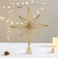 Golden 25cm Christmas tree top star with glitter finish and spiral base for festive decor - 25cm / Without Lights / Champagne