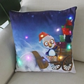 Close-up of LED glowing Christmas pillow with Pororo penguin and gift truck cartoon - Pororo Penguin Cartoon Print-21M-17
