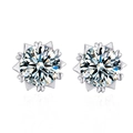 S925 sterling silver D color moissanite stud earrings in a heart-shaped silver setting - Snowflake Stud Earrings