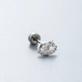 Silver-toned steel stud earring with heart zircon and moon-shaped accent detail - Moon Star Heart Style (A88-4#)