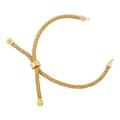 Detalle de pulsera trenzada de oro de 18K con cierre de nudo corredizo ajustable - Marrón 03