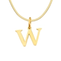 Gold plated flat snake chain necklace featuring a bold letter W pendant for women - Letter W / 1 Piece / Gold