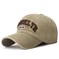 Gorra de béisbol vintage caqui lavado con bordado 3D Brooklyn 1947 y efecto desgastado - Ajustable / Beige