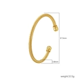 Bracciale rigido aperto in acciaio inossidabile dorato ritorto con diametro interno 67,5 mm - Cavo Oro (MS-823)