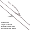 2.0mm silver color stainless steel twist chain necklace with 45cm plus 5cm length - Rope Chain Necklace / Silver