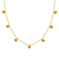Collier ras du cou doré élégant avec sept pendentifs coquillages fins et textures - 40+5cm / Doré