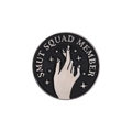 Spilla tonda in smalto nero con scritta Smut Squad Member e motivo a stelle - Stile Smut Squad Member (QHXZ1319)