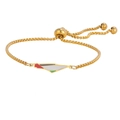 Gold Palestine map bracelet with flag enamel colors and adjustable box chain - Gold Box Chain with Beads