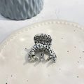 Macro detail of handmade dalmatian print hair claw clip on decorative ceramic tray - Thickened 5-Teeth Claw (Approx. 4.6cm) / White Polka Dot